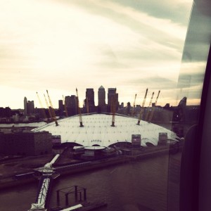 The view of the O2 from the cable car